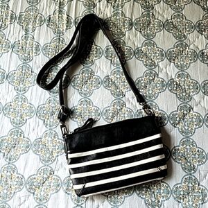 Merona Black & White Stripe Crossbody Bag